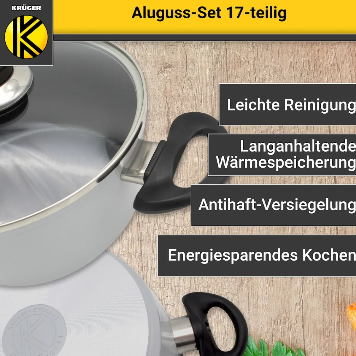 Die moderne Hausfrau Aluguss-Topfset, 17-teilig grau