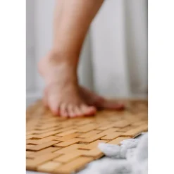 Die moderne Hausfrau Badematte aus Bambus, rutschfest braun