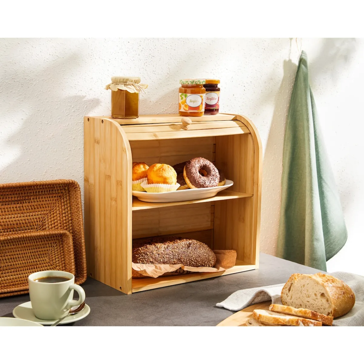 Die moderne Hausfrau Bambus-Rollladen-Regal