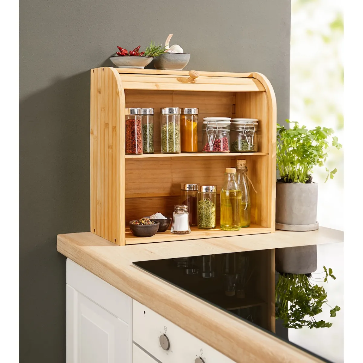 Die moderne Hausfrau Bambus-Rollladen-Regal