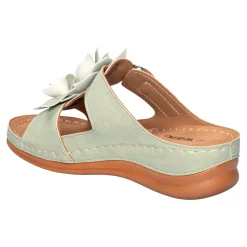 Damen Die moderne Hausfrau Bequem-Pantolette „Blume“ grün