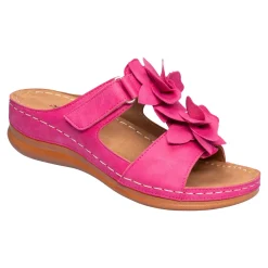 Damen Die moderne Hausfrau Bequem-Pantolette „Blume“ pink