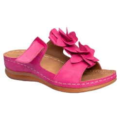 Damen Die moderne Hausfrau Bequem-Pantolette „Blume“ pink