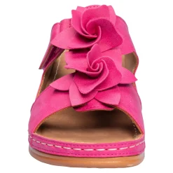 Damen Die moderne Hausfrau Bequem-Pantolette „Blume“ pink