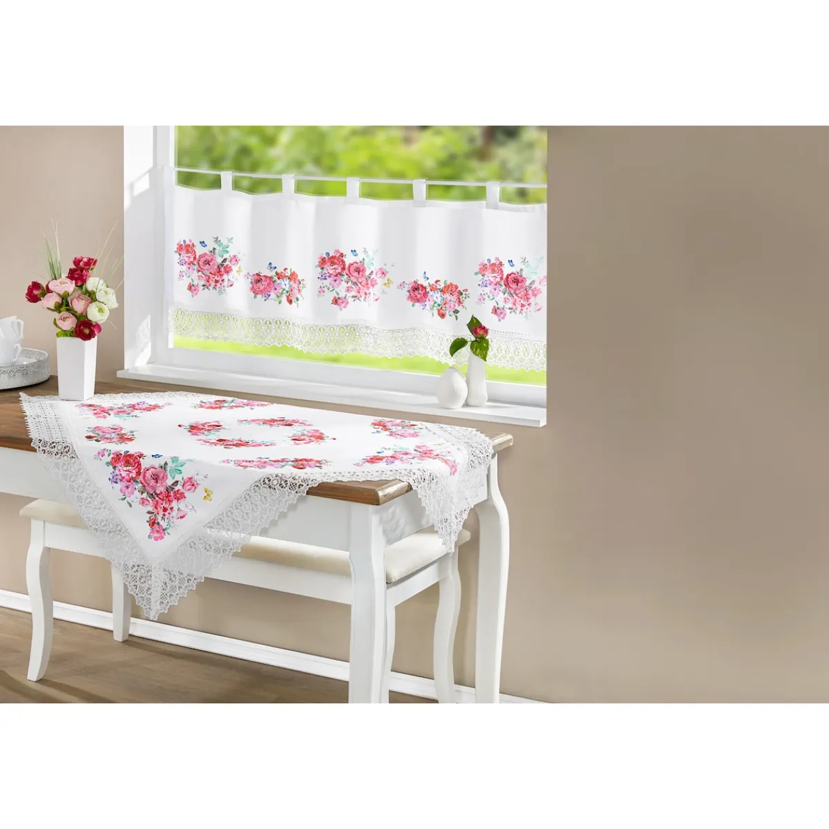 Die moderne Hausfrau Bistrogardine „Blüte“