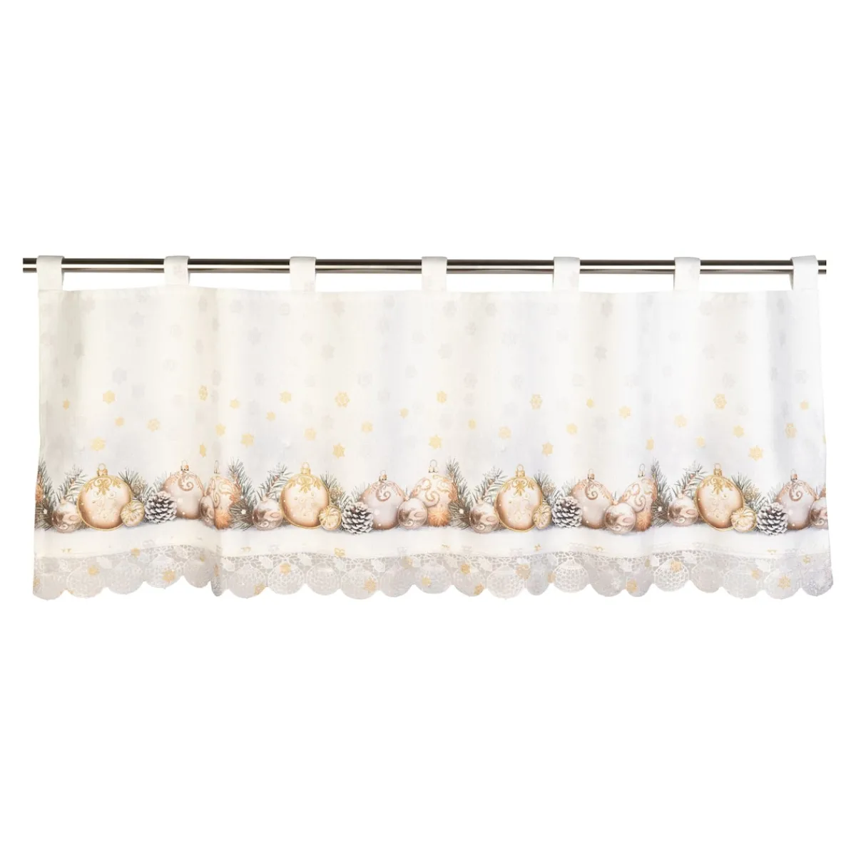 Die moderne Hausfrau Bistrogardine „Festtagskugeln“