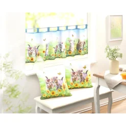 Die moderne Hausfrau Bistrogardine „Katzen-Spielplatz“