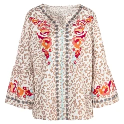 Damen Die moderne Hausfrau Bluse "Romantik" beige/weiß