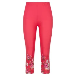 Damen Die moderne Hausfrau Capri-Leggings „Blütenzauber“ fuchsia