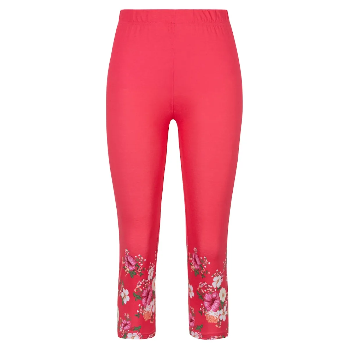 Damen Die moderne Hausfrau Capri-Leggings „Blütenzauber“ fuchsia