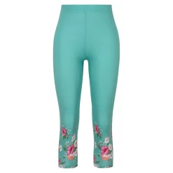 Damen Die moderne Hausfrau Capri-Leggings „Blütenzauber“ grün