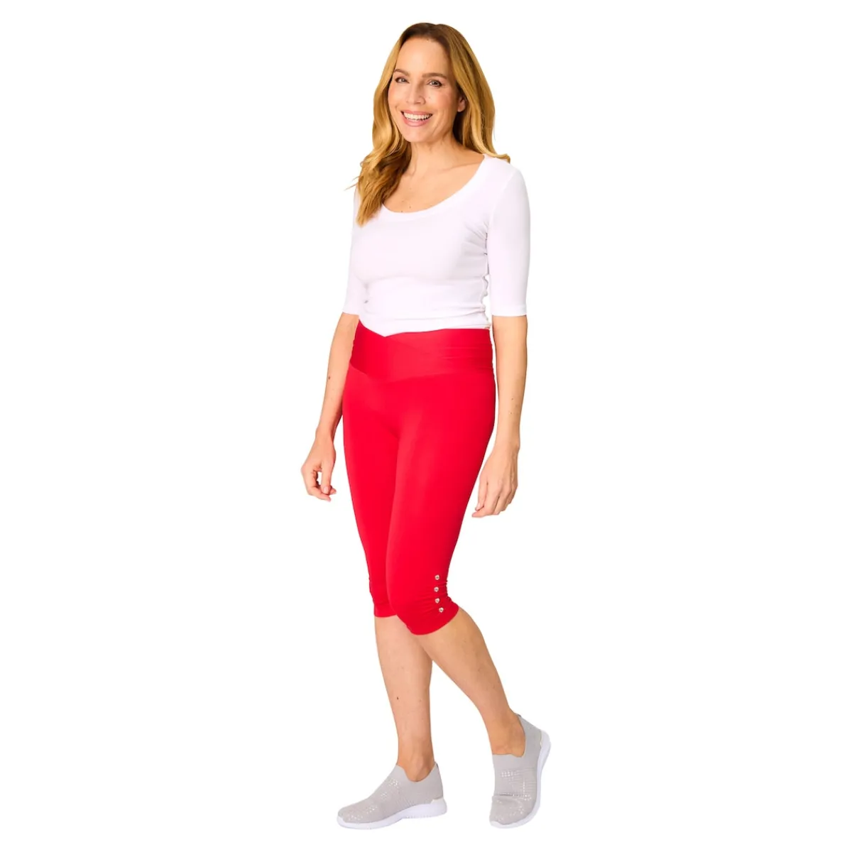 Damen Die moderne Hausfrau Capri-Leggings „Diamant-Optik“ rot