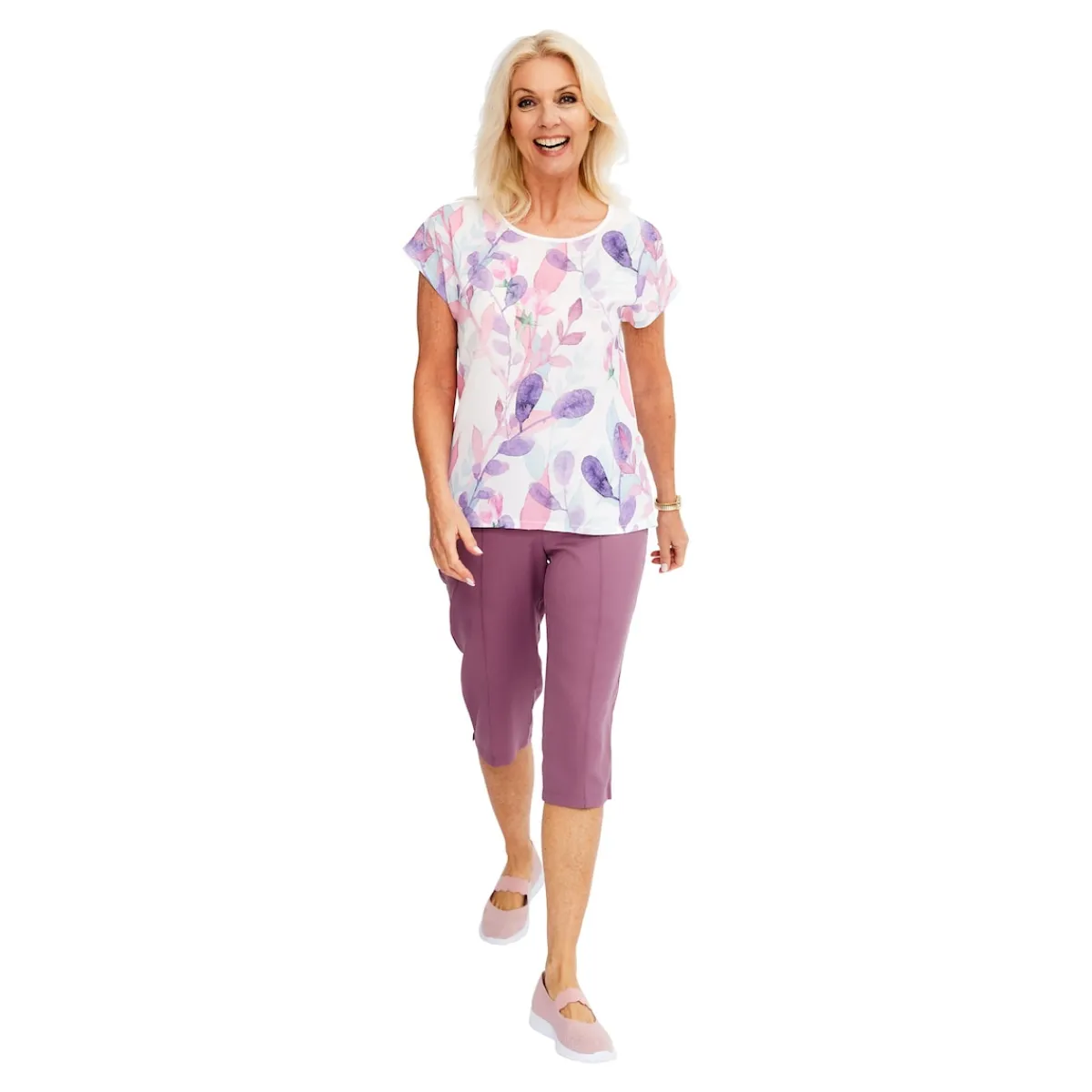 Damen Die moderne Hausfrau Capri-Schlupfhose mit Biese aubergine