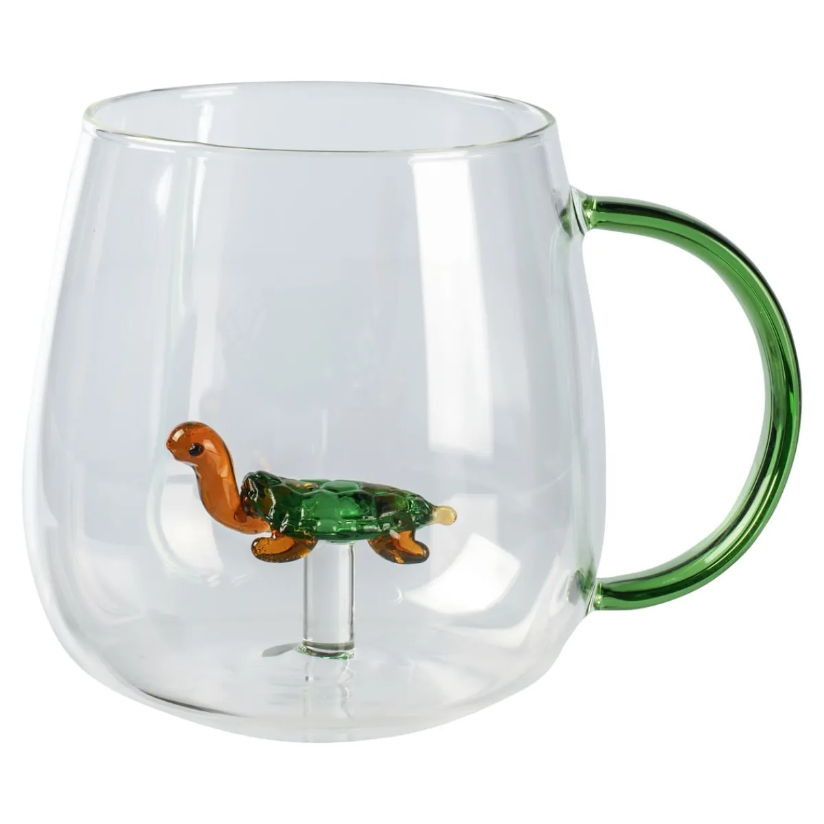 Die moderne Hausfrau 3D Glas-Tasse, 350 ml Schildkröte