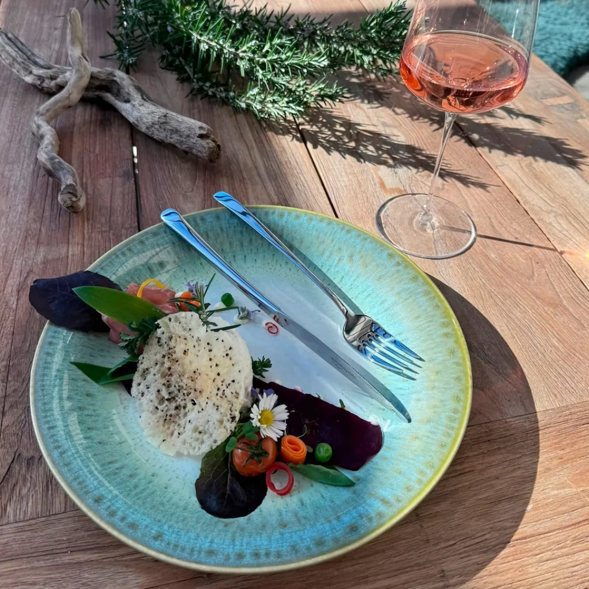 Die moderne Hausfrau Desserteller-Set, Steinzeug Flussufer blau, grün, weiß