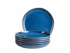 Die moderne Hausfrau Dessertteller Set, Steinzeug Cordelia Königsblau