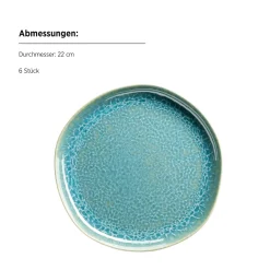 Die moderne Hausfrau Dessertteller Set, Steinzeug Cordelia Grün / Blau