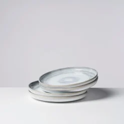 Die moderne Hausfrau Dessertteller-Set, Steinzeug TIEFER SEE Grau / Weiß