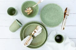 Die moderne Hausfrau Dessertteller-Set, Steinzeug Moos'N'Stein Grün