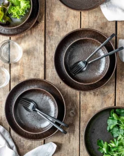 Die moderne Hausfrau Dessertteller-Set, Steinzeug Glockenklang