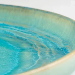 Die moderne Hausfrau Dessertteller-Set, Steinzeug TIEFER SEE Blau / Grün