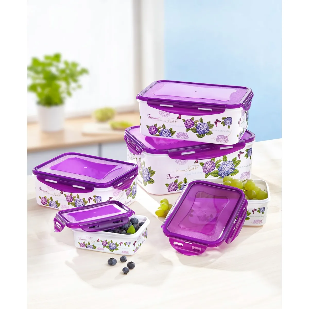 Die moderne Hausfrau Dosen-Set "Hortensie", 5 Stück lila