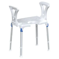 Die moderne Hausfrau Duschhocker "laguna" mit Hygieneausschnitt & Armlehne