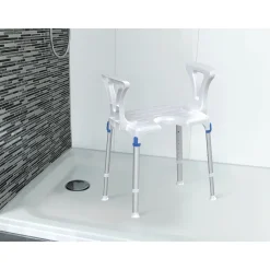 Die moderne Hausfrau Duschhocker "laguna" mit Hygieneausschnitt & Armlehne