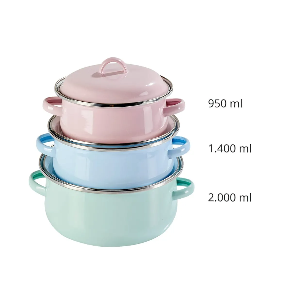 Die moderne Hausfrau Emailletopf-Set "Pastell", 6-teilig