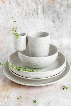 Die moderne Hausfrau Espressobecher-Set, Steinzeug Alpenwiese Beere / Creme