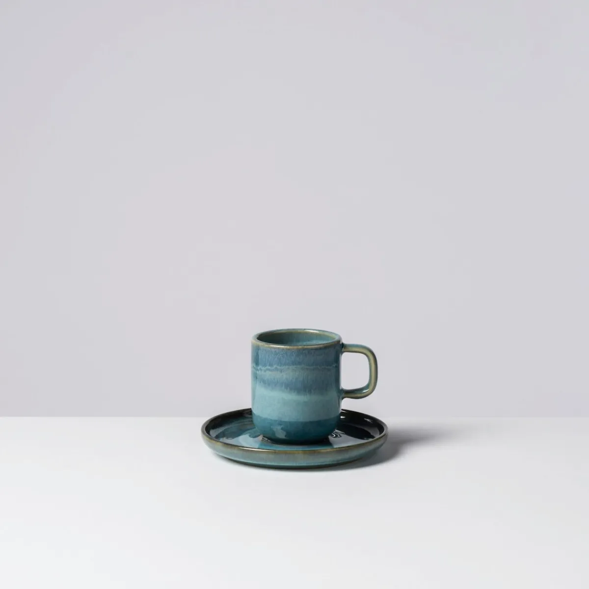 Die moderne Hausfrau Espressotassen-Set, Steinzeug TIEFER SEE Blau / Grün