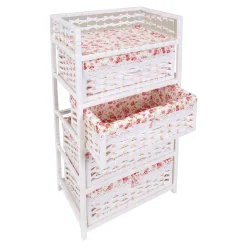 Die moderne Hausfrau Flecht-Kommode „Romantik“ 4 Fächer