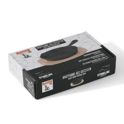 Die moderne Hausfrau Freyersbacher Gusseisenpfanne 15 cm, Emaille Bratpfanne | mit Brett und Tuch