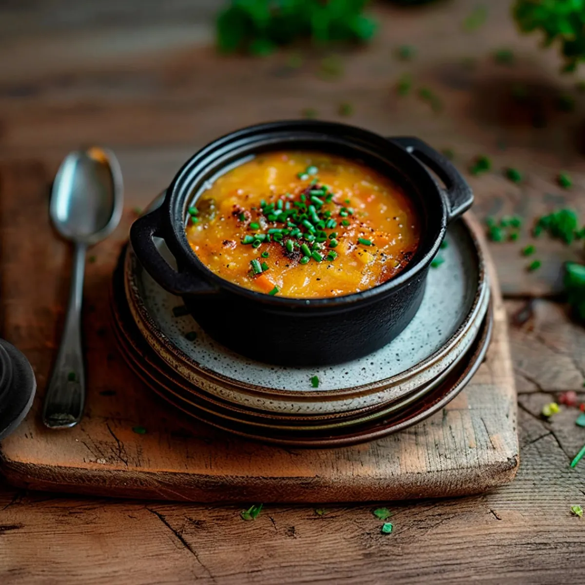 Die moderne Hausfrau Freyersbacher Mini Cocotte 9 cm Gusseisen, Kleiner Emaille Topf | Rund, mit Brett und Tuch