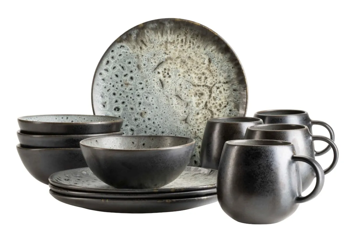 Die moderne Hausfrau Frühstücks Set, Steinzeug Carellia Grau