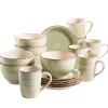 Die moderne Hausfrau Frühstücksgeschirr, Steingut Lumaca Olivgrün