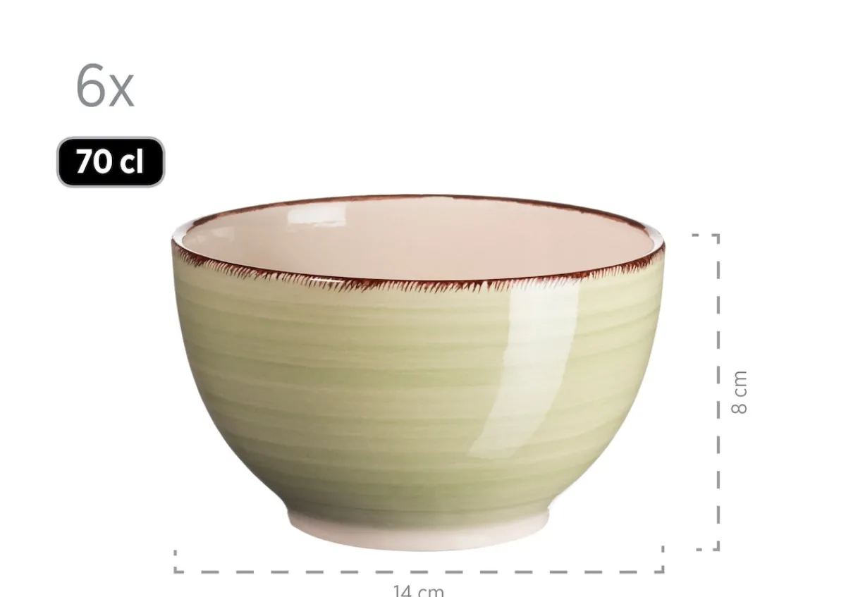 Die moderne Hausfrau Frühstücksgeschirr, Steingut Lumaca Olivgrün