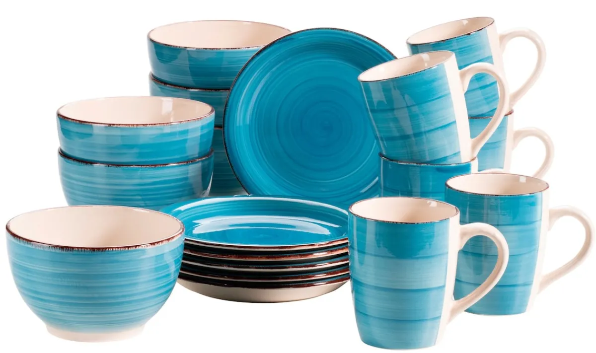 Die moderne Hausfrau Frühstücksgeschirr, Steingut Lumaca Dunkelblau