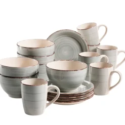 Die moderne Hausfrau Frühstücksgeschirr, Steingut Lumaca Rauchblau