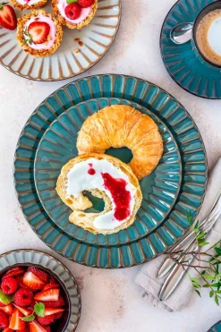 Die moderne Hausfrau Frühstücksset, Steinzeug Confino Petrol