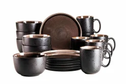 Die moderne Hausfrau Frühstücksset, Steinzeug NIARA Schwarz / Grau