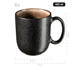 Die moderne Hausfrau Frühstücksset, Steinzeug NIARA Schwarz / Grau