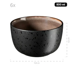 Die moderne Hausfrau Frühstücksset, Steinzeug NIARA Schwarz / Grau