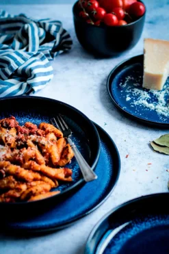 Die moderne Hausfrau Frühstücksset, Steinzeug NIARA Schwarz / Blau