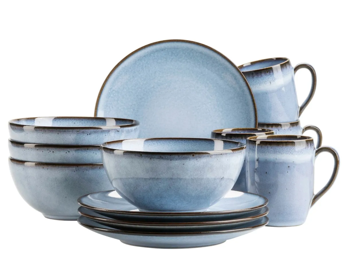 Die moderne Hausfrau Frühstücksset, Steinzeug Smoky's Blau