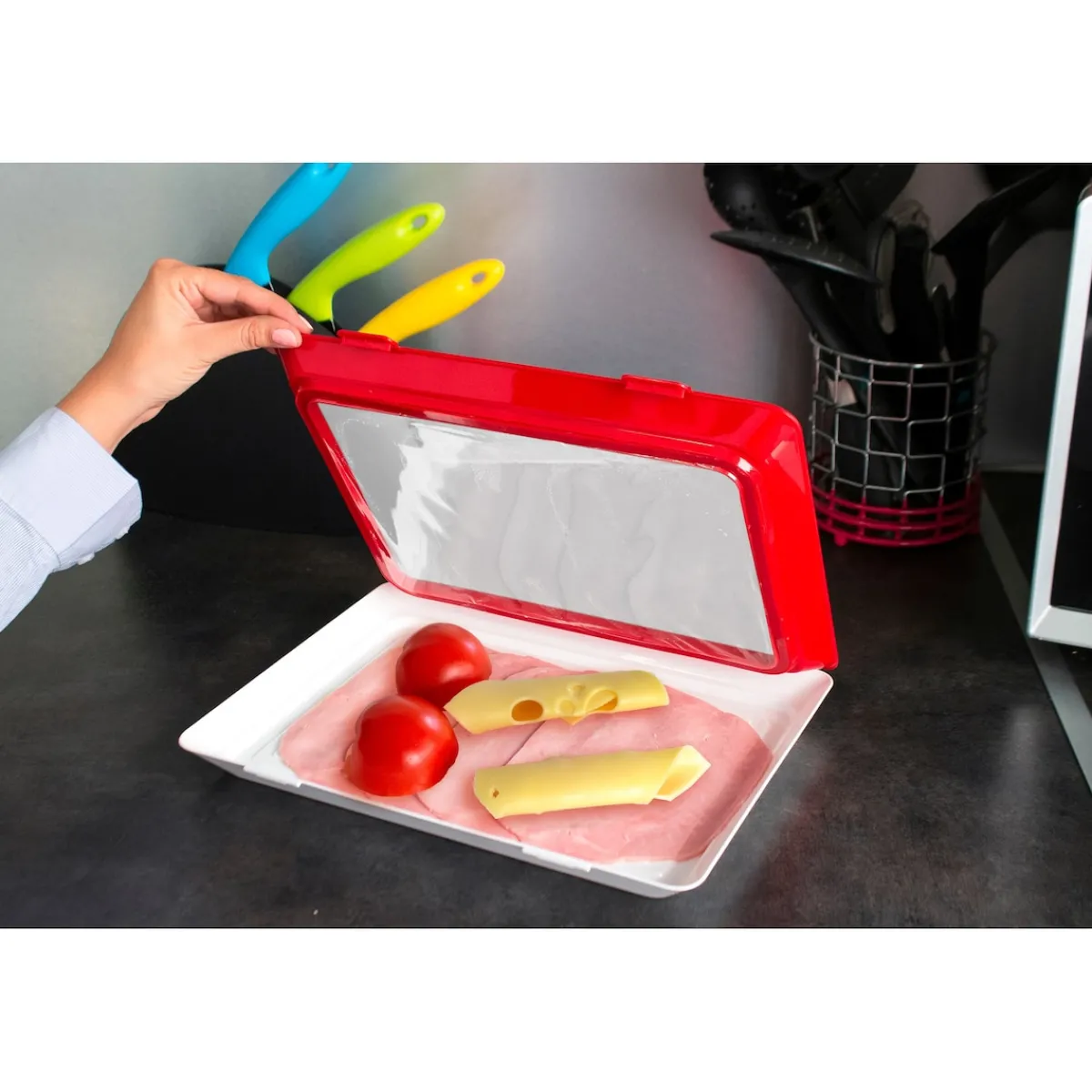 Die moderne Hausfrau Frischhaltesystem "Clever Tray" 30 x 23 x 2 cm, 2 Stück