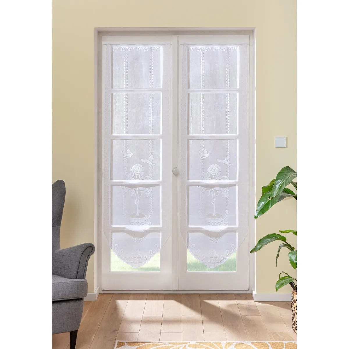 Die moderne Hausfrau Gardine „Rosenbaum“, 2 Stück