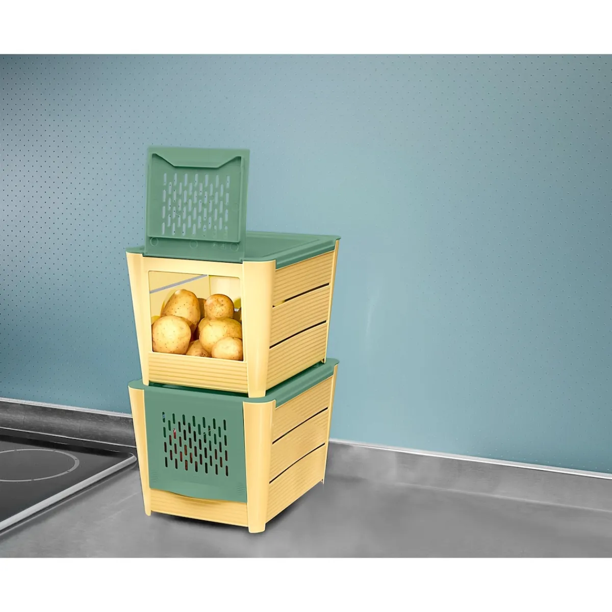 Die moderne Hausfrau Gemüsebox mit Klappöffnung grün