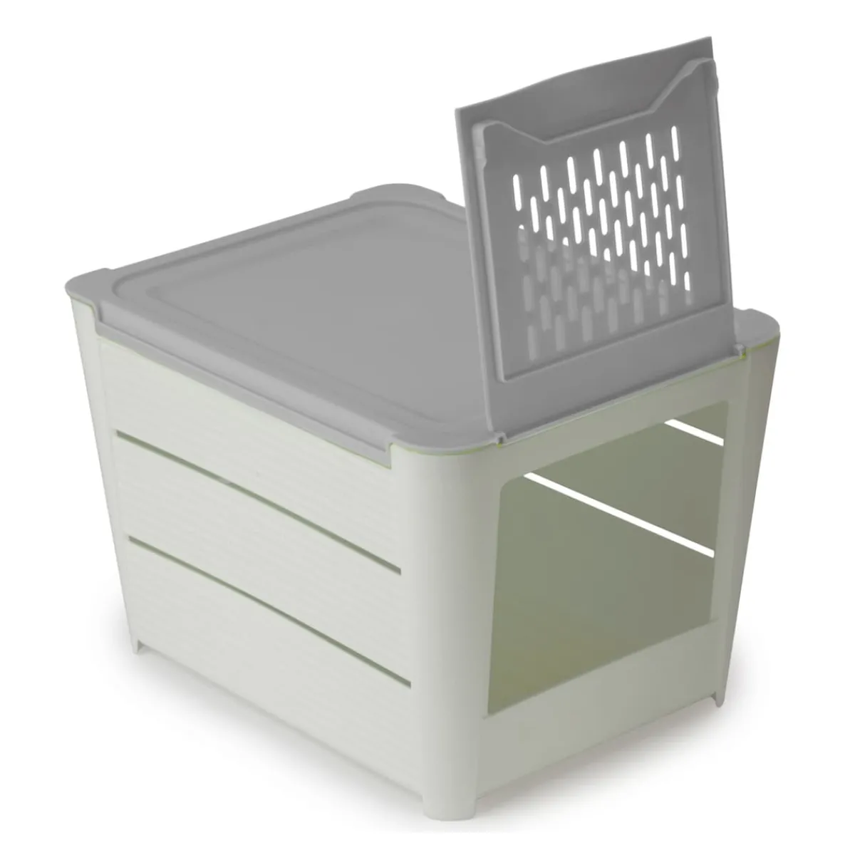 Die moderne Hausfrau Gemüsebox mit Klappöffnung grau