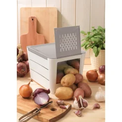 Die moderne Hausfrau Gemüsebox mit Klappöffnung grau